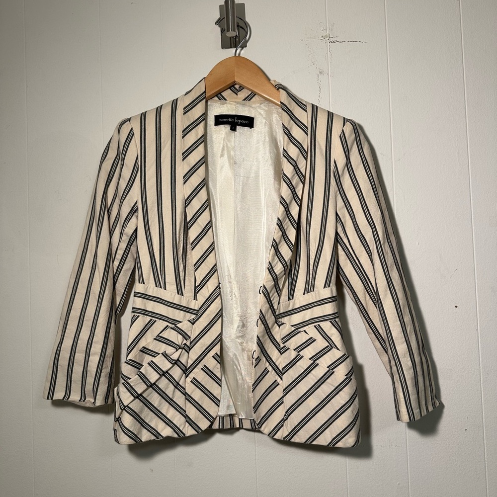 Nanette Lepore Black and White Striped Blazer